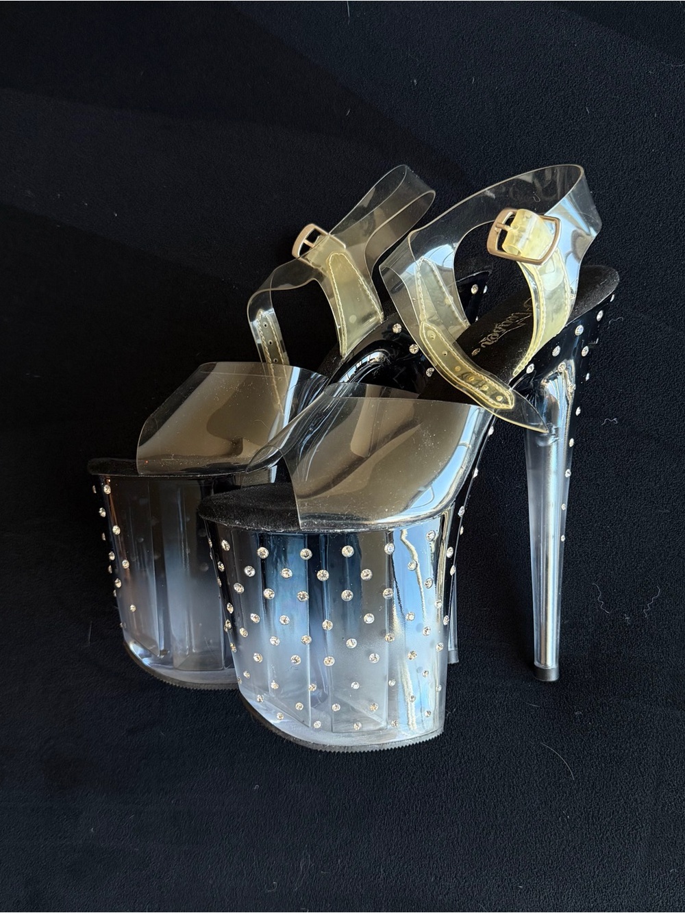 Pleaser flamingo Clear Platform Studded High Heels for Women